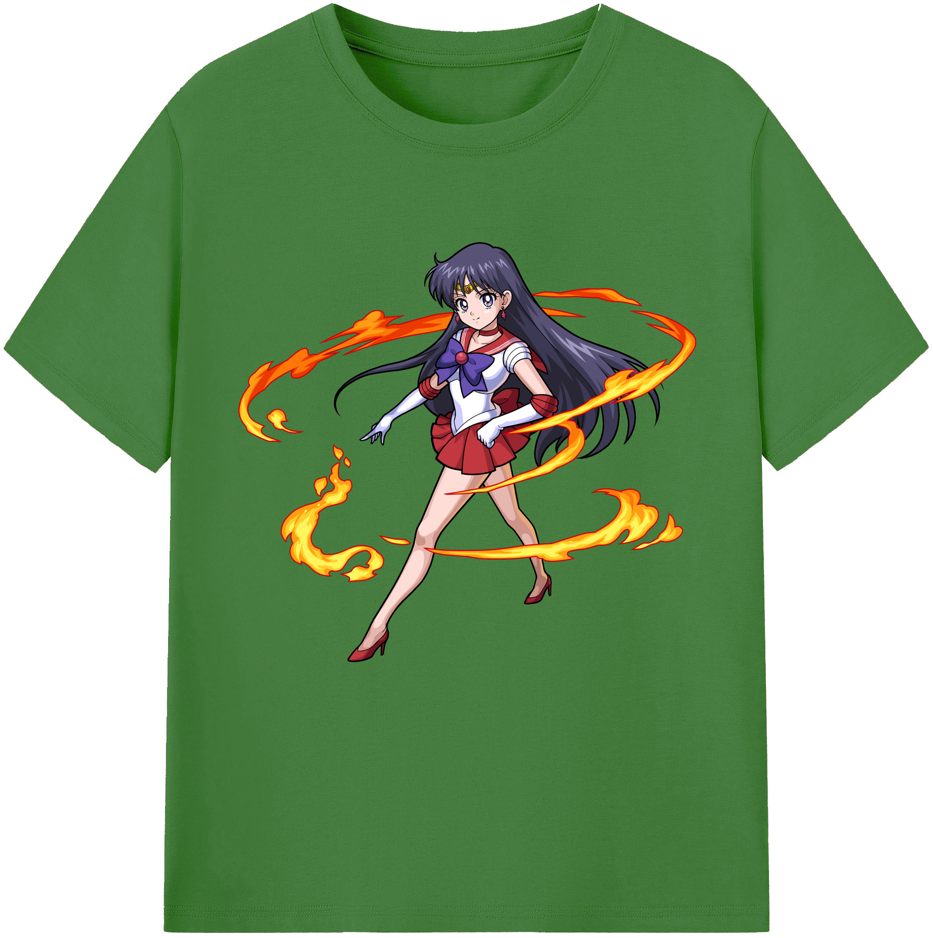 （画像用） 美少女戦士セーラームーン 火野レイ ひの レイ Sailor Moon Hino Rei （セーラーマーズ,Sailor Mars） レディースカジュアルプリントTシャツ（綿100％）